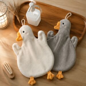 Khăn lau tay 2 lớp siêu thấm hút hình thú cute mềm mại có dây treo