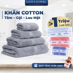 Khăn tắm khăn gội khăn mặt Lotus 100% cotton mềm mịn thấm hút cao