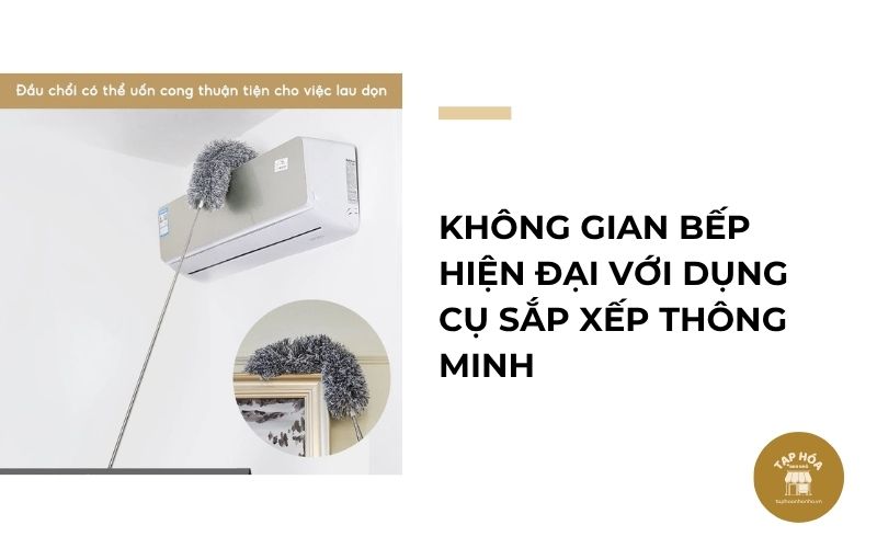 Không gian bếp hiện đại với dụng cụ sắp xếp thông minh