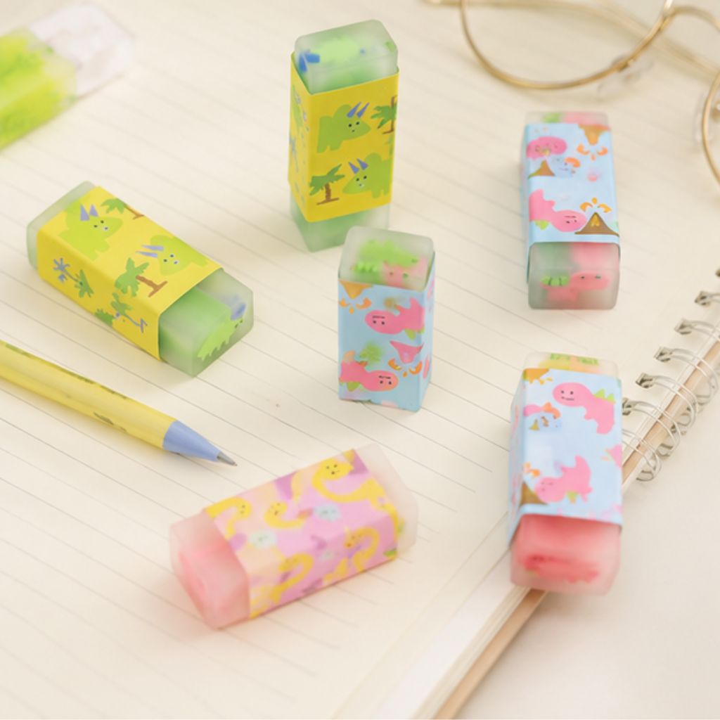 Lốc 32 cục gôm tẩy bút chì hình khủng long tẩy sạch ít bụi dễ thương