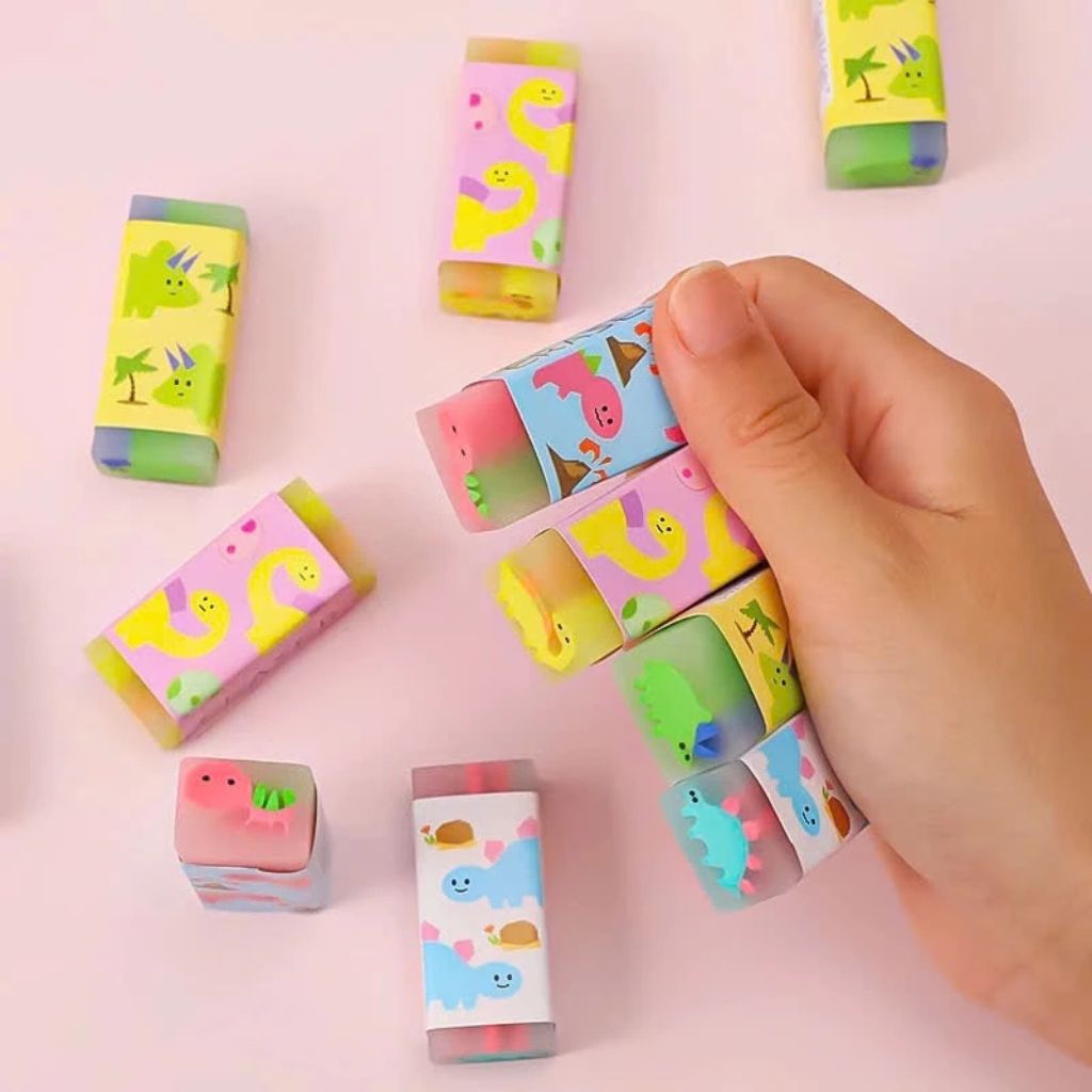 Lốc 32 cục gôm tẩy bút chì hình khủng long tẩy sạch ít bụi dễ thương - Ảnh 2