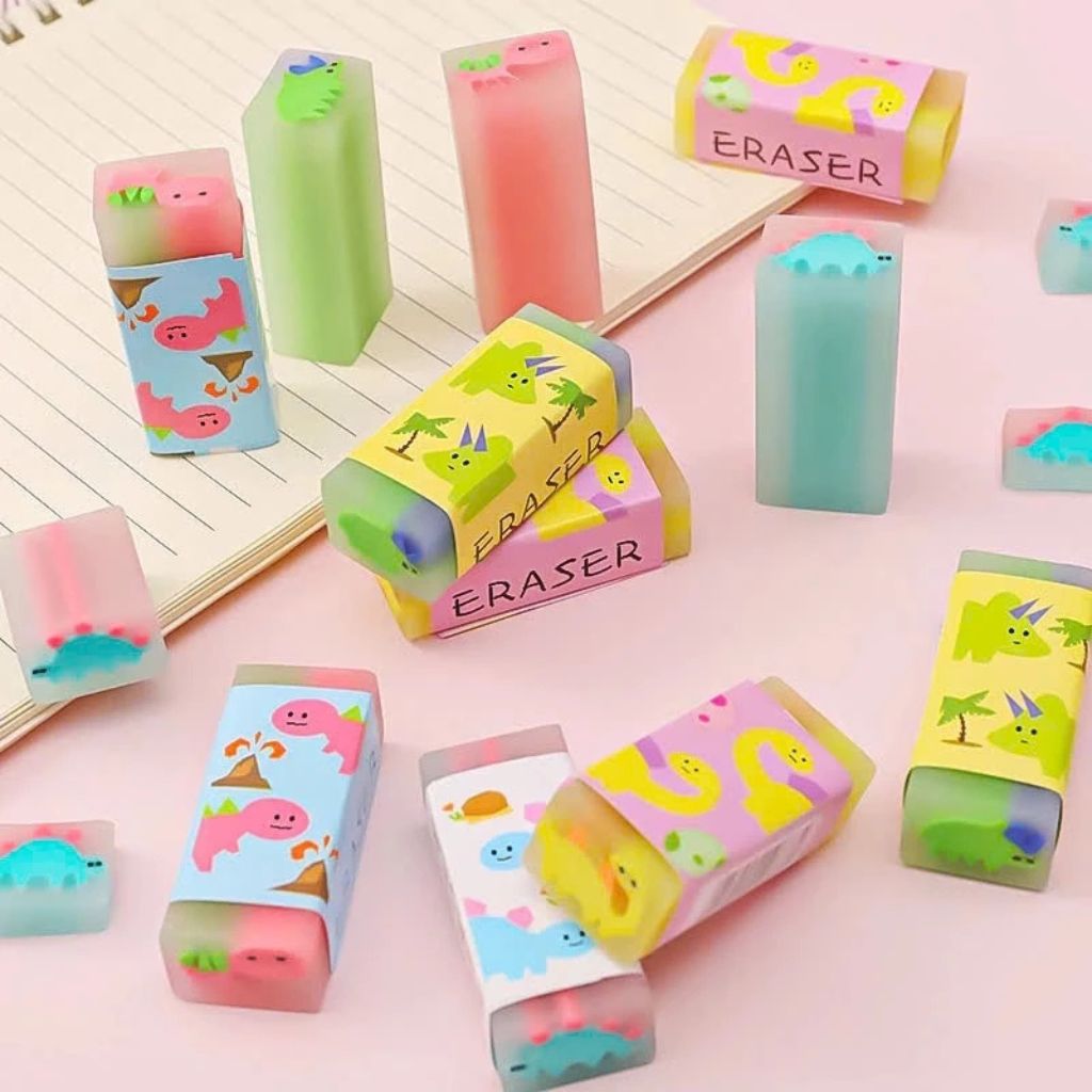 Lốc 32 cục gôm tẩy bút chì hình khủng long tẩy sạch ít bụi dễ thương - Ảnh 3