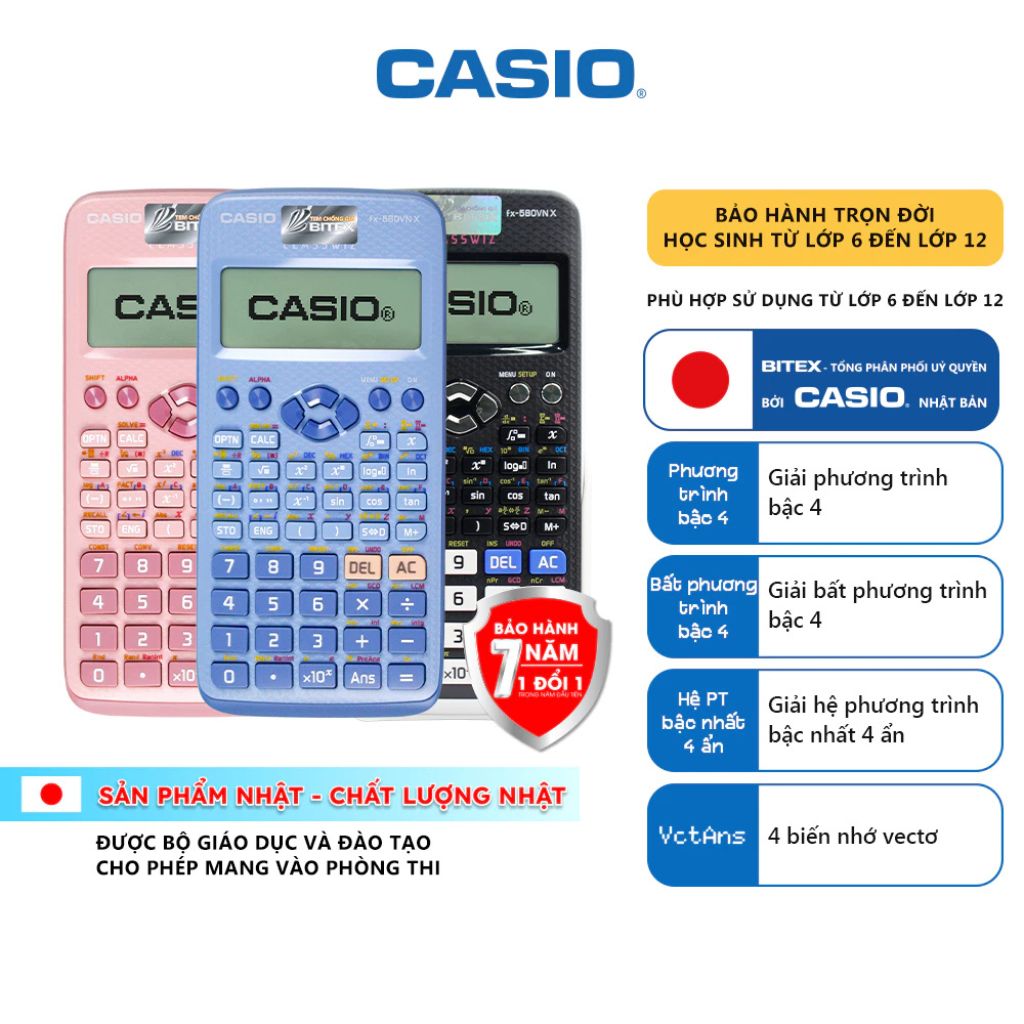 Máy tính Casio FX-580VN X chính hãng 521 chức năng cho học sinh phòng thi - Ảnh 2