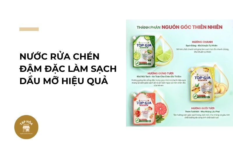 Nước rửa chén đậm đặc làm sạch dầu mỡ hiệu quả