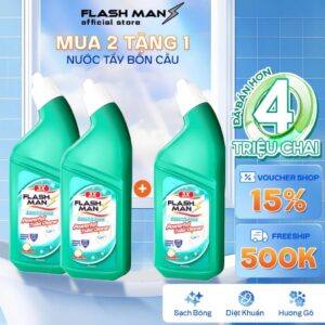 Nước tẩy bồn cầu Flashman 500g diệt khuẩn 99.9% khử mùi sạch bẩn