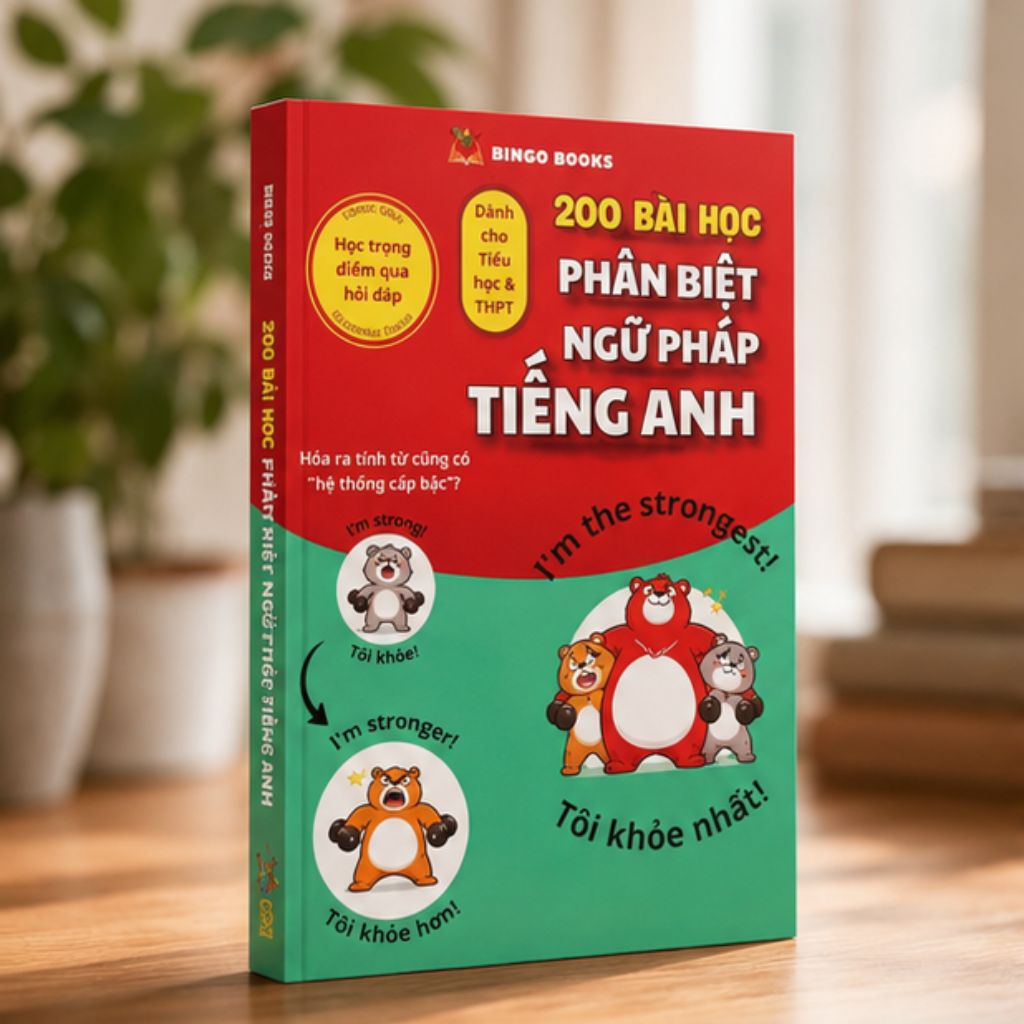 Sách 200 bài học phân biệt ngữ pháp tiếng Anh in màu cho học sinh
