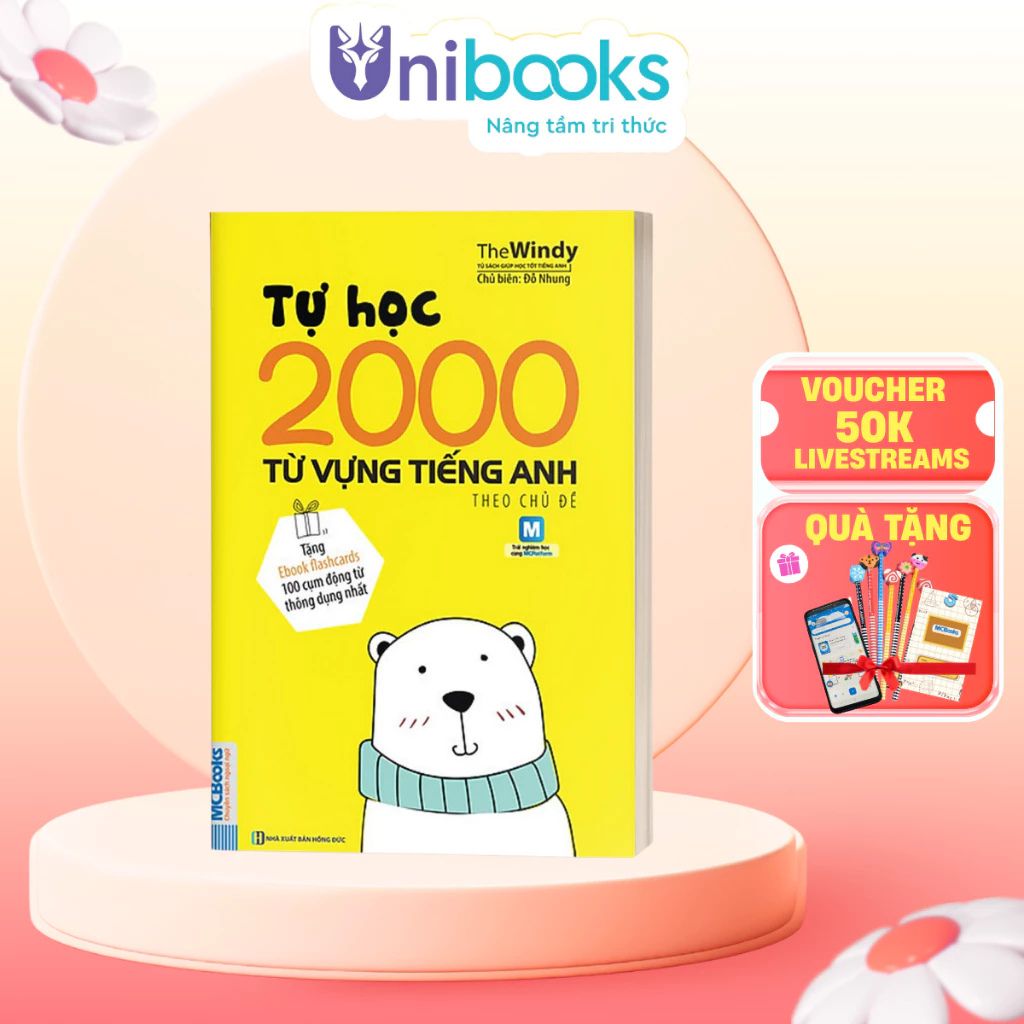 Sách Tự học 2000 từ vựng tiếng Anh theo chủ đề khổ nhỏ kèm App Online