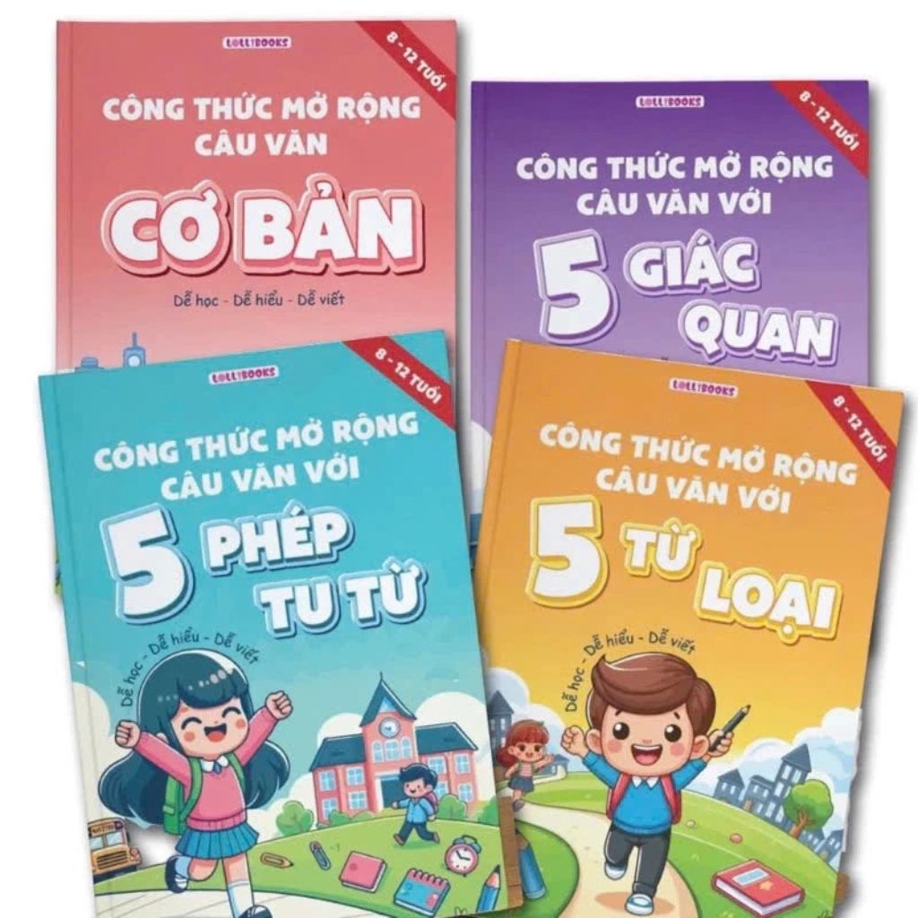 Sách bộ 4 cuốn Công thức mở rộng câu văn in màu cho học sinh tiểu học