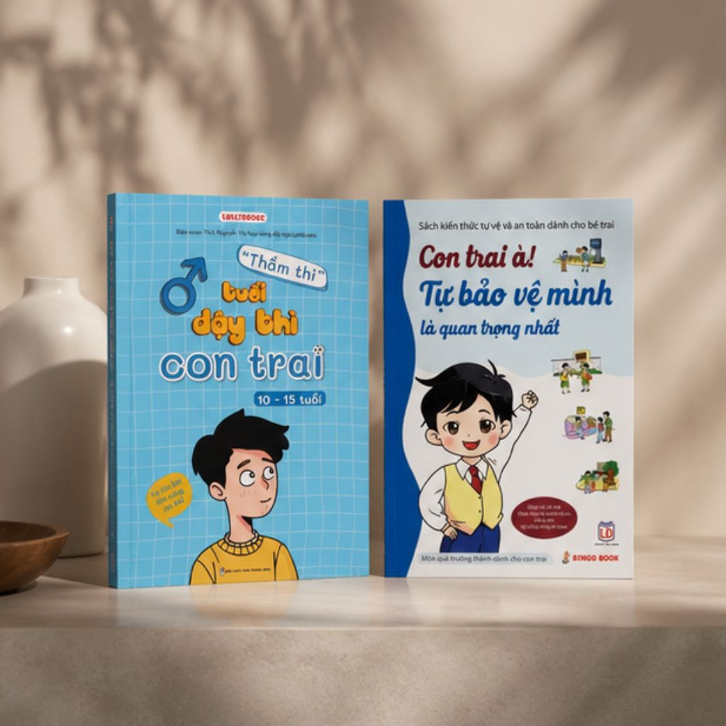 Sách combo 2 cuốn Thì thầm tuổi dậy thì con trai và kỹ năng tự bảo vệ (In màu)