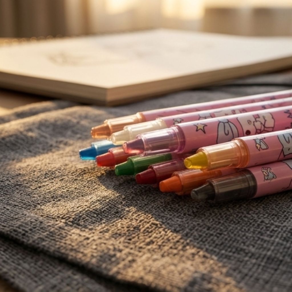 Sáp vặn Rolling Crayon 12/18/24 màu thân dài cho bé, bút sáp màu vặn họa tiết đáng yêu - Ảnh 3