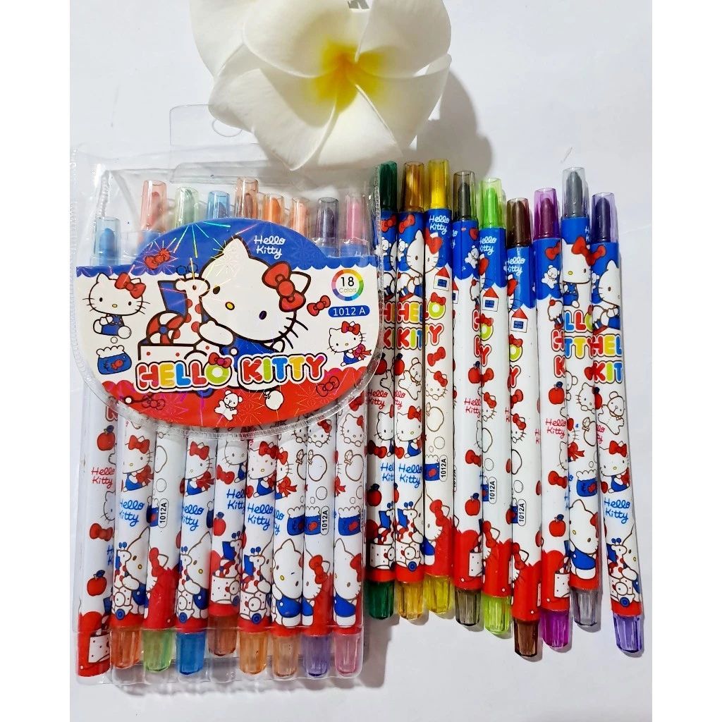 Sáp vặn Rolling Crayon 12/18/24 màu thân dài cho bé, bút sáp màu vặn họa tiết đáng yêu - Ảnh 3