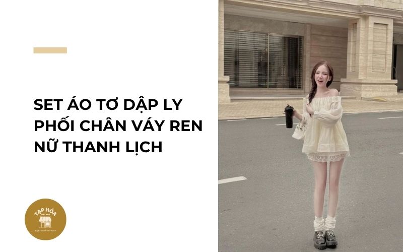 Set áo tơ dập ly phối chân váy ren nữ thanh lịch