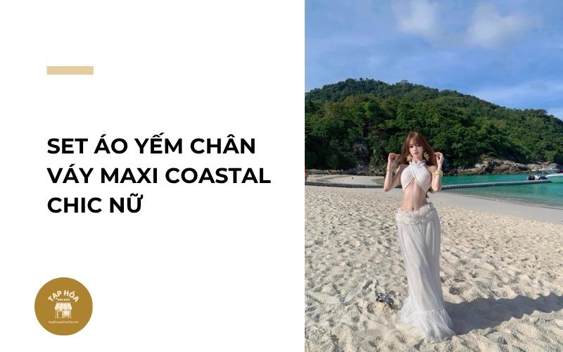 Set áo yếm chân váy maxi Coastal Chic nữ