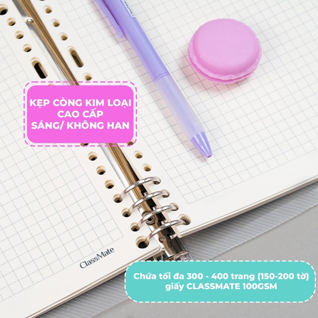 Sổ còng A5 B5 CLASSMATE 8 còng thay giấy refill 100gsm ghi chép - Ảnh 3