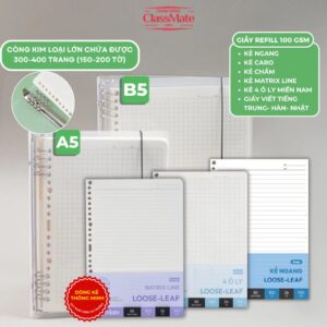 Sổ còng A5 B5 CLASSMATE 8 còng thay giấy refill 100gsm ghi chép