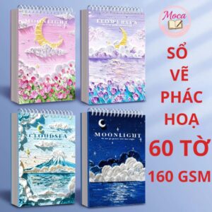 Sổ vẽ Sketchbook A4 8K 16K giấy 160gsm gáy lò xo bìa cứng 60 tờ