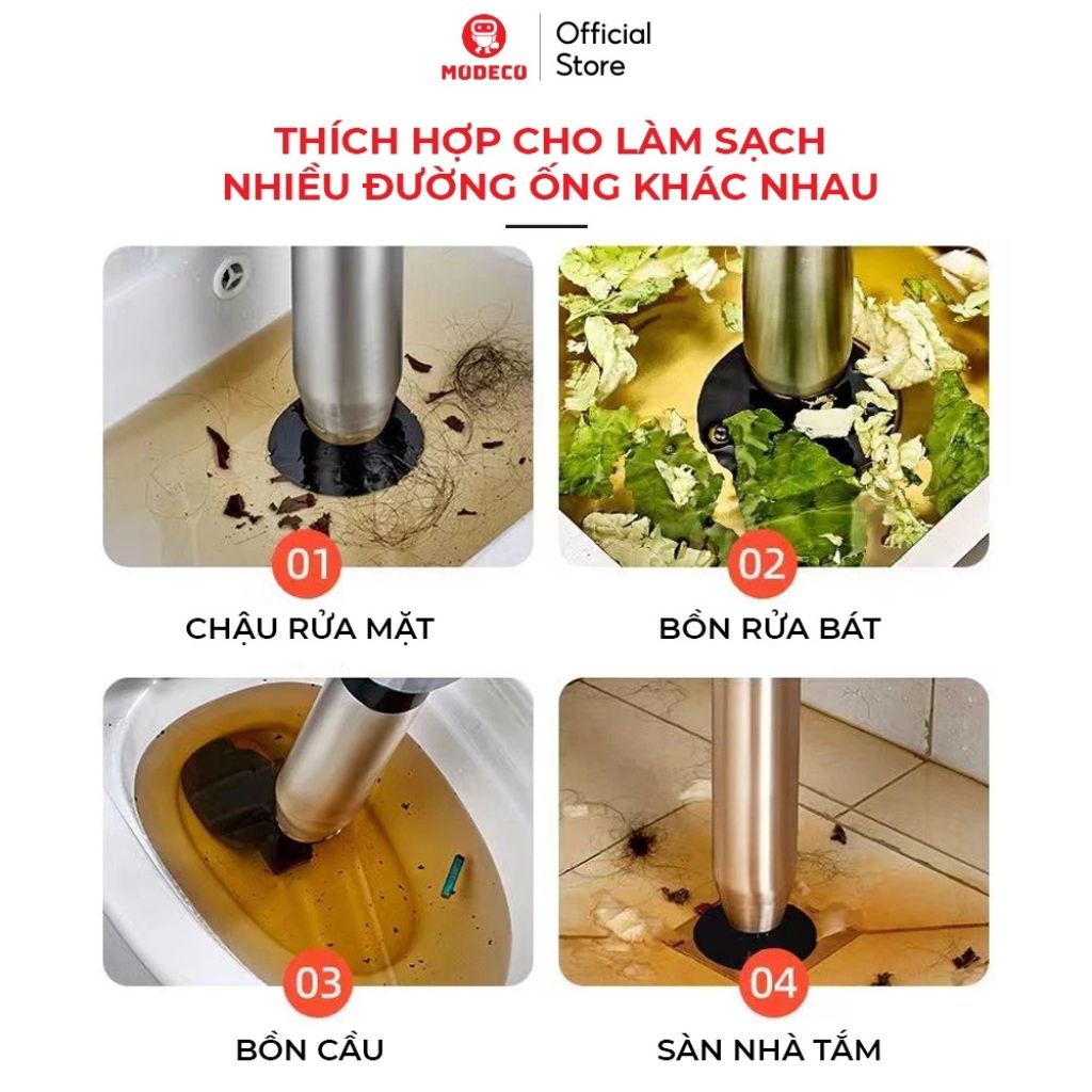 Súng thông bồn cầu bơm hơi tự động Modeco khí nén 8kg thông tắc đa năng - Ảnh 2