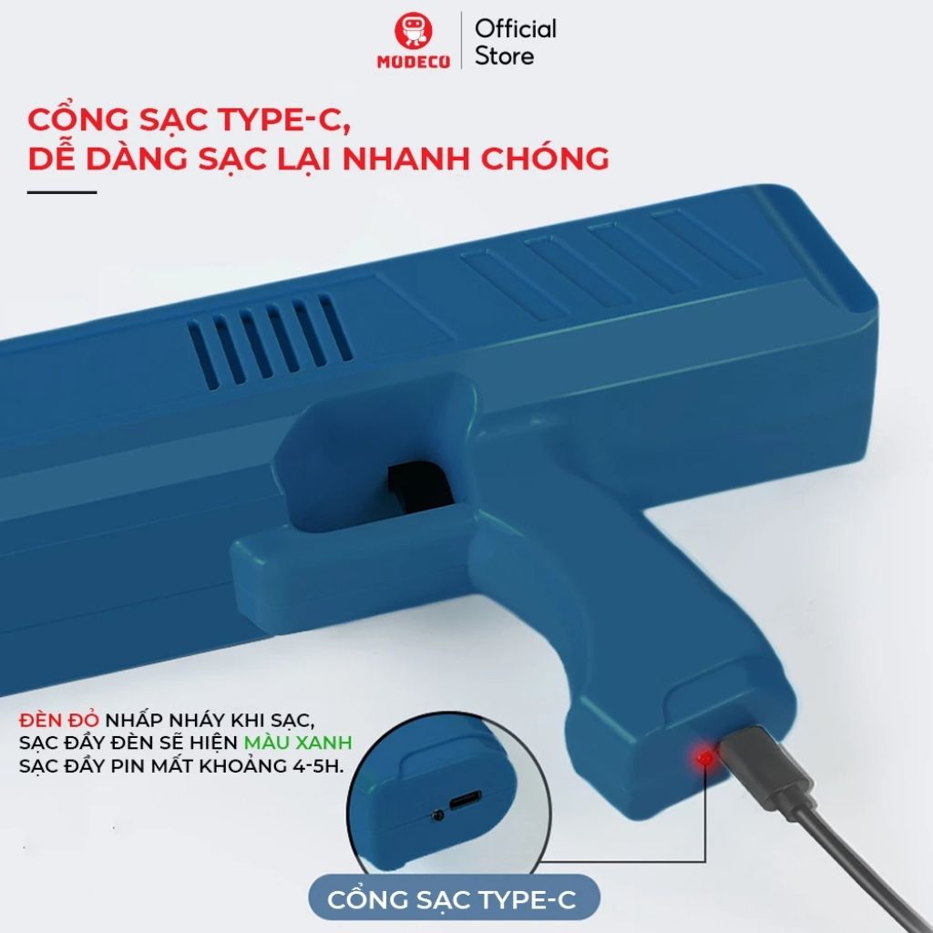 Súng thông bồn cầu bơm hơi tự động Modeco khí nén 8kg thông tắc đa năng - Ảnh 3
