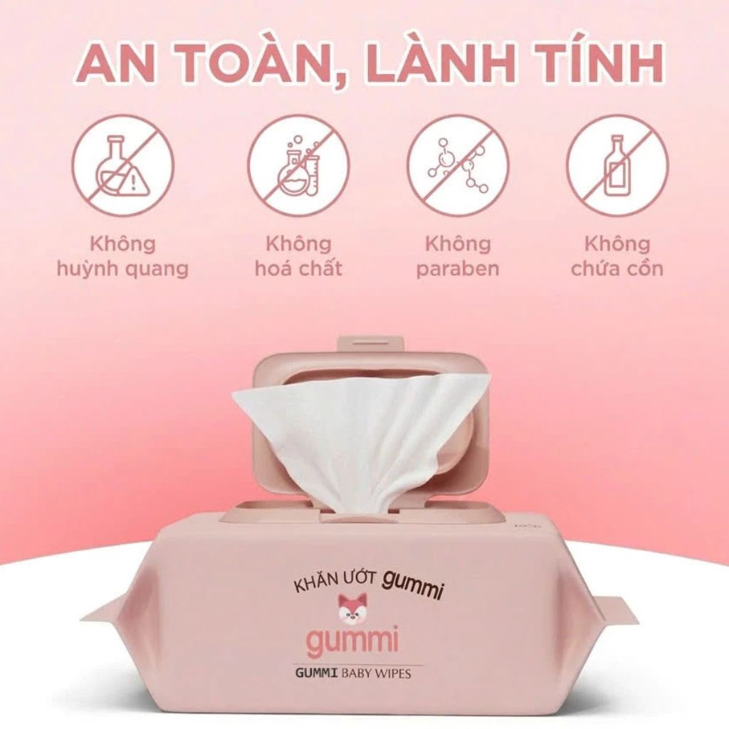 Thùng 10 gói khăn ướt Gummi không cồn không Parabens 80 tờ - Ảnh 2