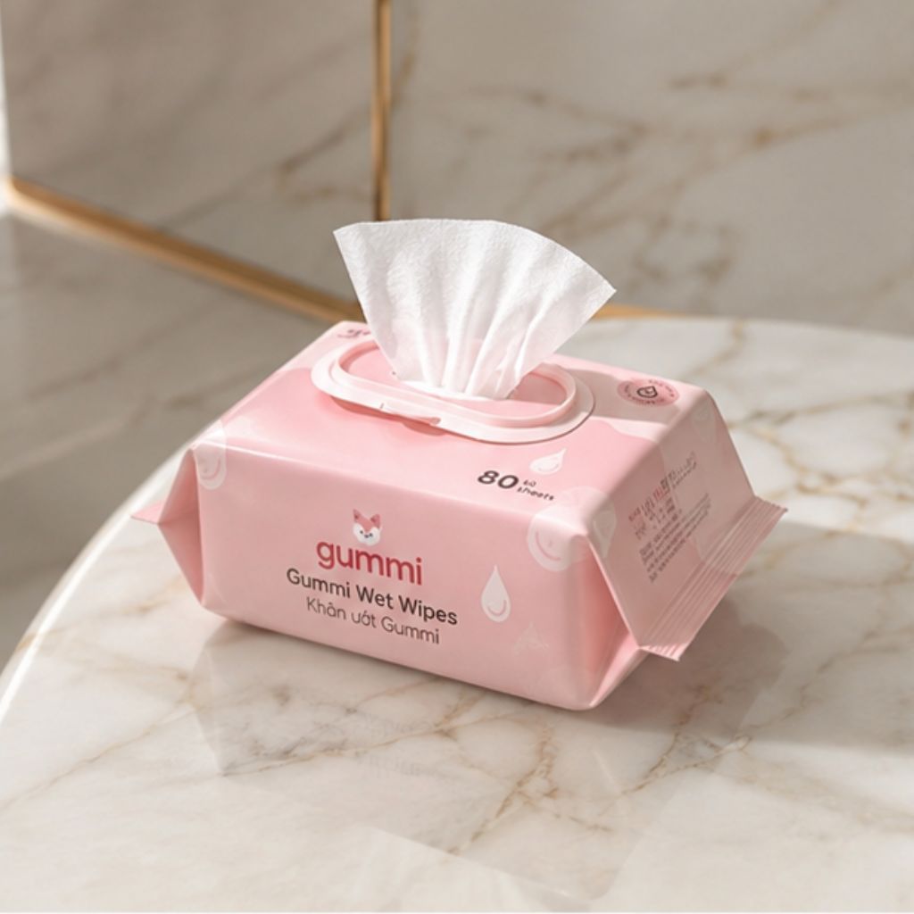 Thùng 10 gói khăn ướt Gummi không cồn không Parabens 80 tờ - Ảnh 4