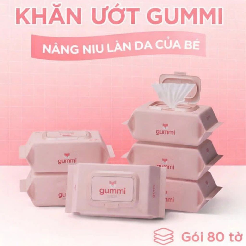 Thùng 10 gói khăn ướt Gummi không cồn không Parabens 80 tờ - Ảnh 3