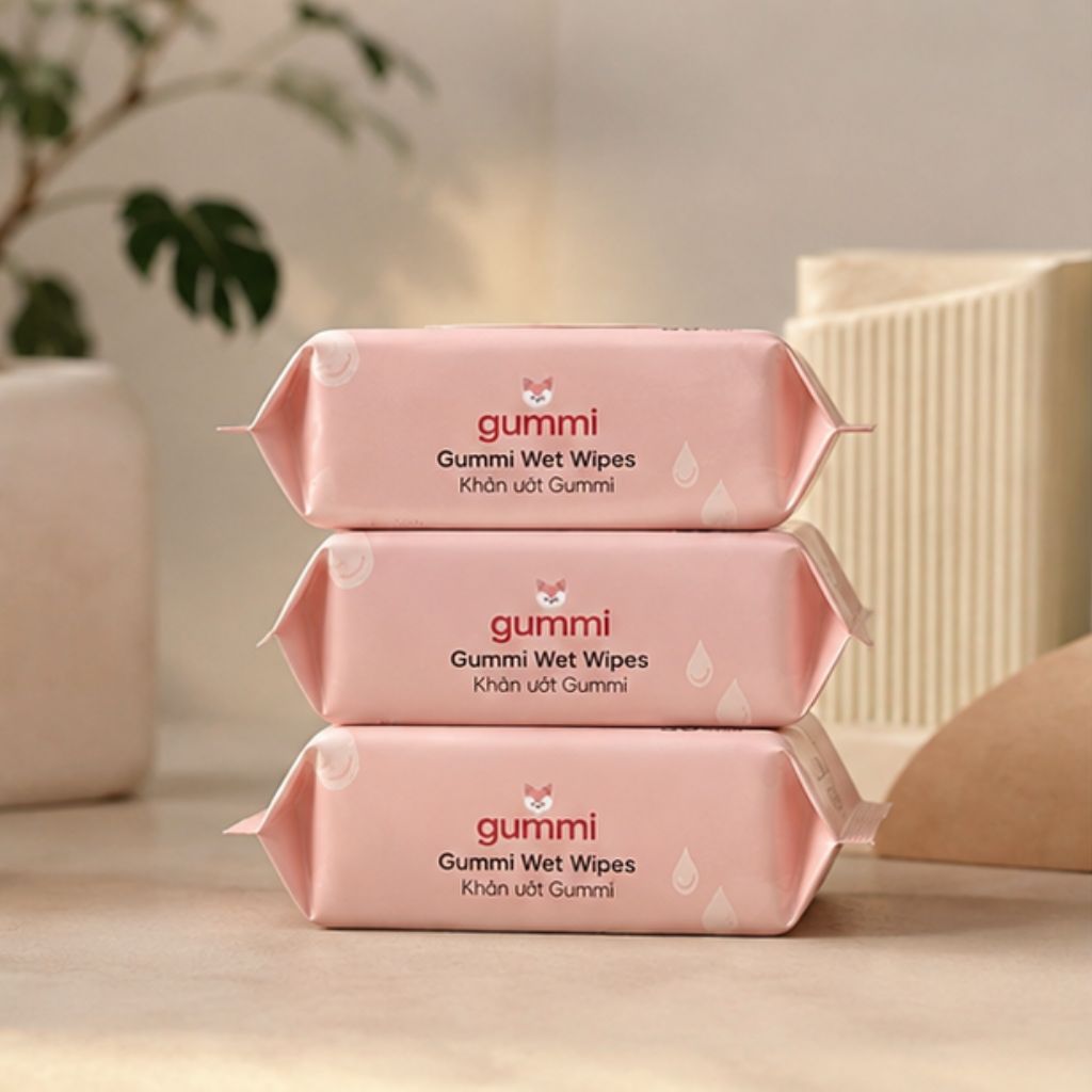 Thùng 10 gói khăn ướt Gummi không cồn không Parabens 80 tờ - Ảnh 3