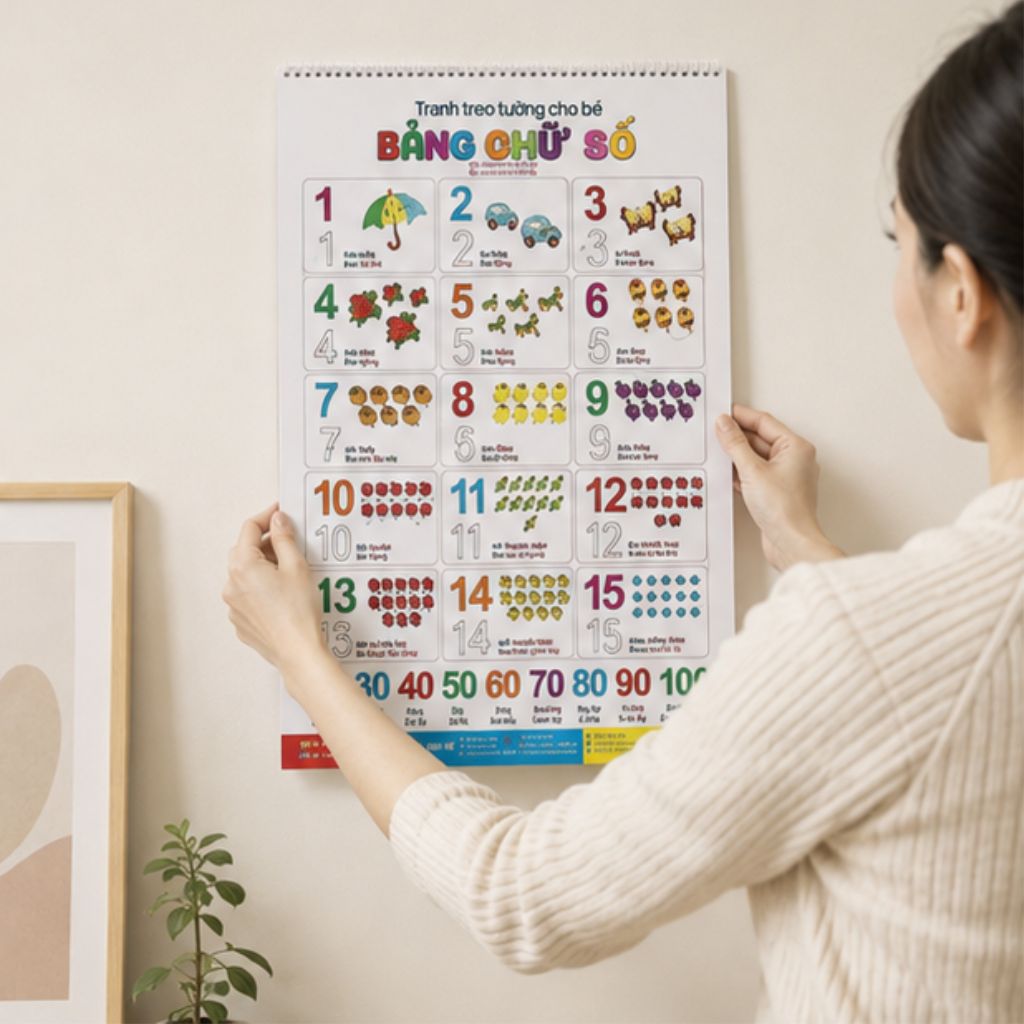 Tranh treo tường cho bé 14 chủ đề song ngữ Anh Việt 41x60cm chuẩn NXB - Ảnh 4