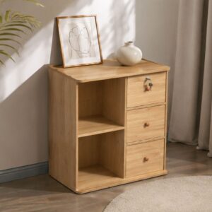 Tủ để đầu giường gỗ MDF cao cấp màu vân gỗ nhiều ngăn tiện dụng
