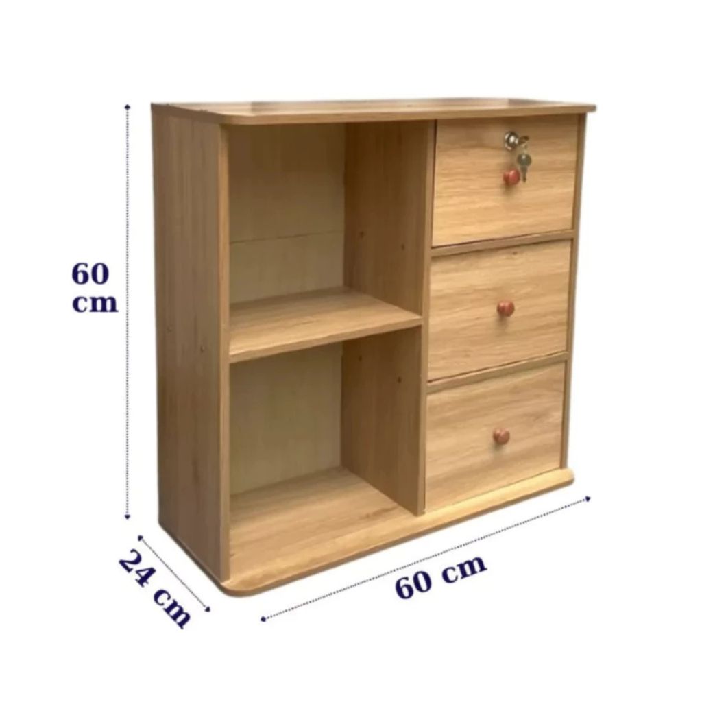 Tủ để đầu giường gỗ MDF cao cấp màu vân gỗ nhiều ngăn tiện dụng - Ảnh 2