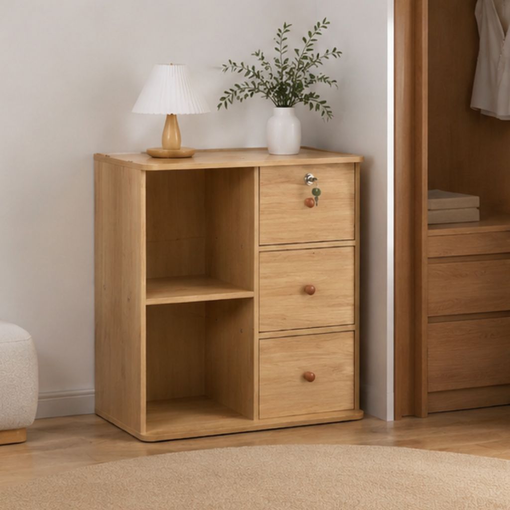 Tủ để đầu giường gỗ MDF cao cấp màu vân gỗ nhiều ngăn tiện dụng - Ảnh 2