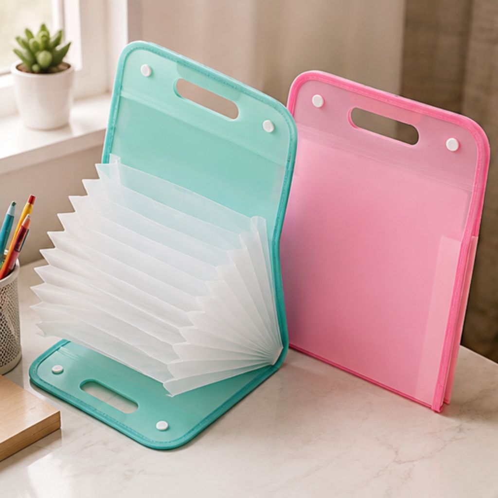 Túi đựng tài liệu 13 ngăn A4 màu pastel, file cặp đựng giấy tờ học tập văn phòng - Ảnh 4