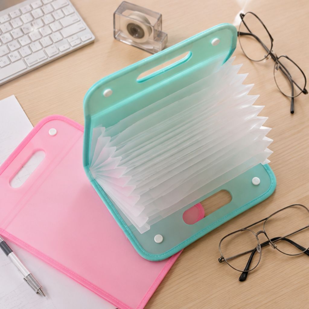 Túi đựng tài liệu 13 ngăn A4 màu pastel, file cặp đựng giấy tờ học tập văn phòng - Ảnh 3