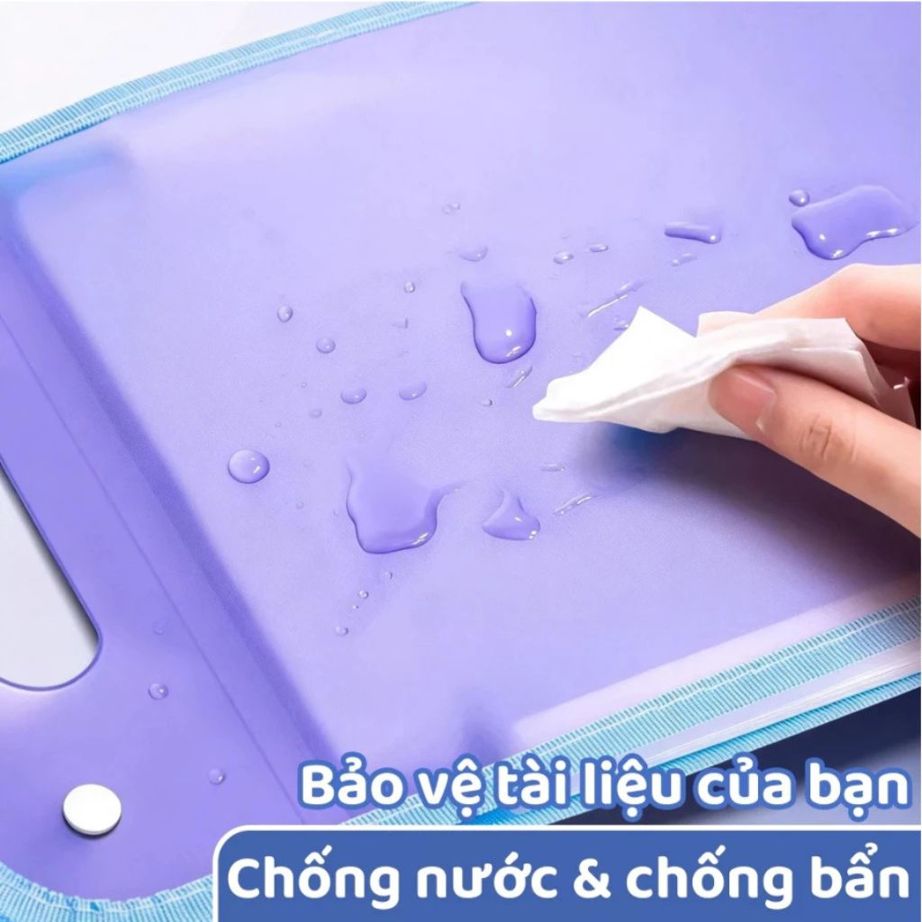 Túi đựng tài liệu 13 ngăn A4 màu pastel, file cặp đựng giấy tờ học tập văn phòng - Ảnh 3