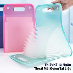 Túi đựng tài liệu 13 ngăn A4 màu pastel, file cặp đựng giấy tờ học tập văn phòng