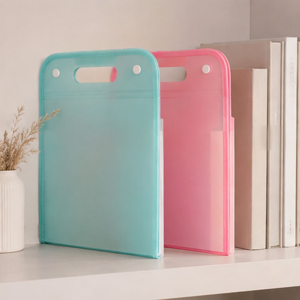 Túi đựng tài liệu 13 ngăn A4 màu pastel, file cặp đựng giấy tờ học tập văn phòng