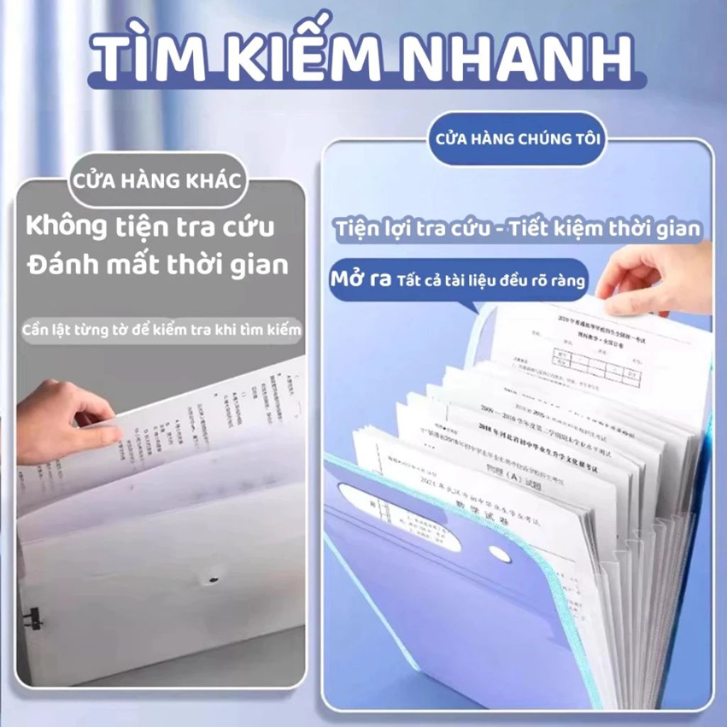 Túi đựng tài liệu 13 ngăn A4 màu pastel, file cặp đựng giấy tờ học tập văn phòng - Ảnh 4