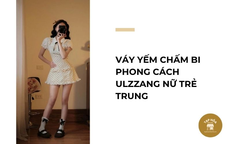 Váy yếm chấm bi phong cách Ulzzang nữ trẻ trung