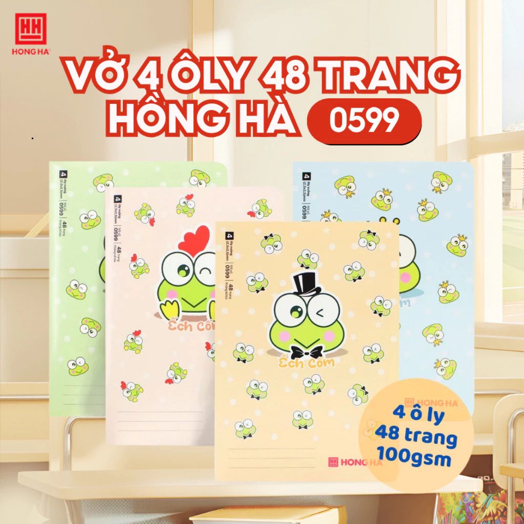 Vở 4 ô ly Hồng Hà 48 80 trang Ếch Cốm giấy 100gsm chống lóa - Ảnh 2