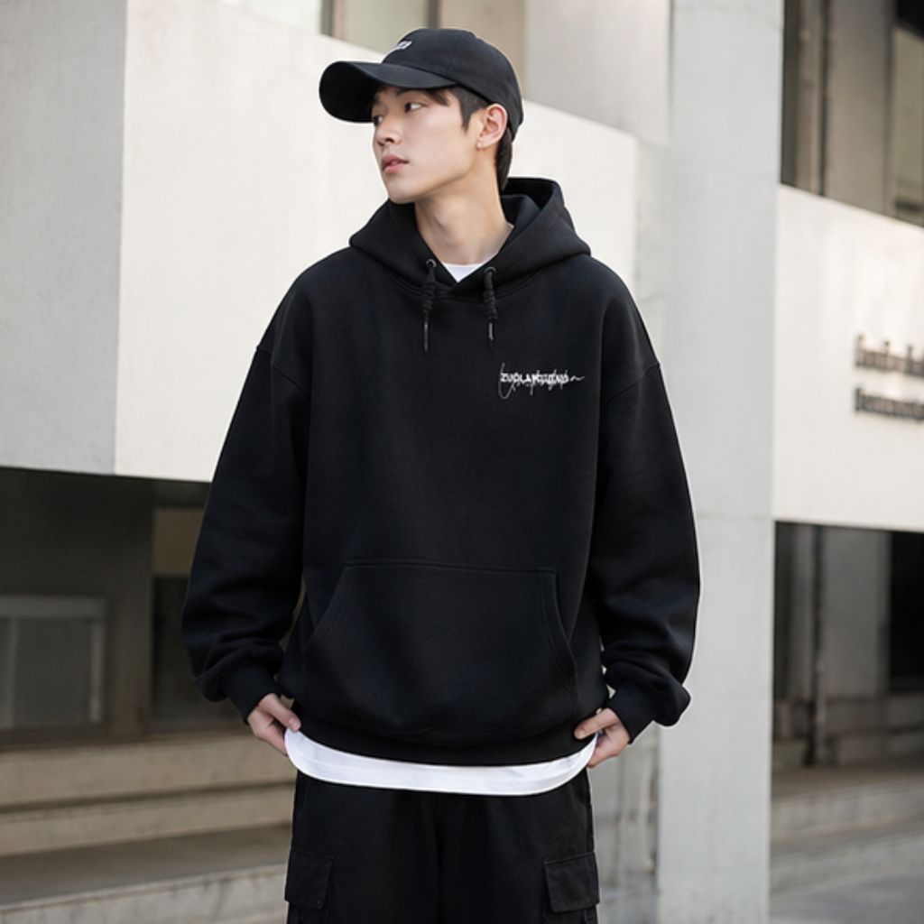 Áo hoodie nỉ nam nữ unisex form rộng phong cách Hàn Quốc - Ảnh 4