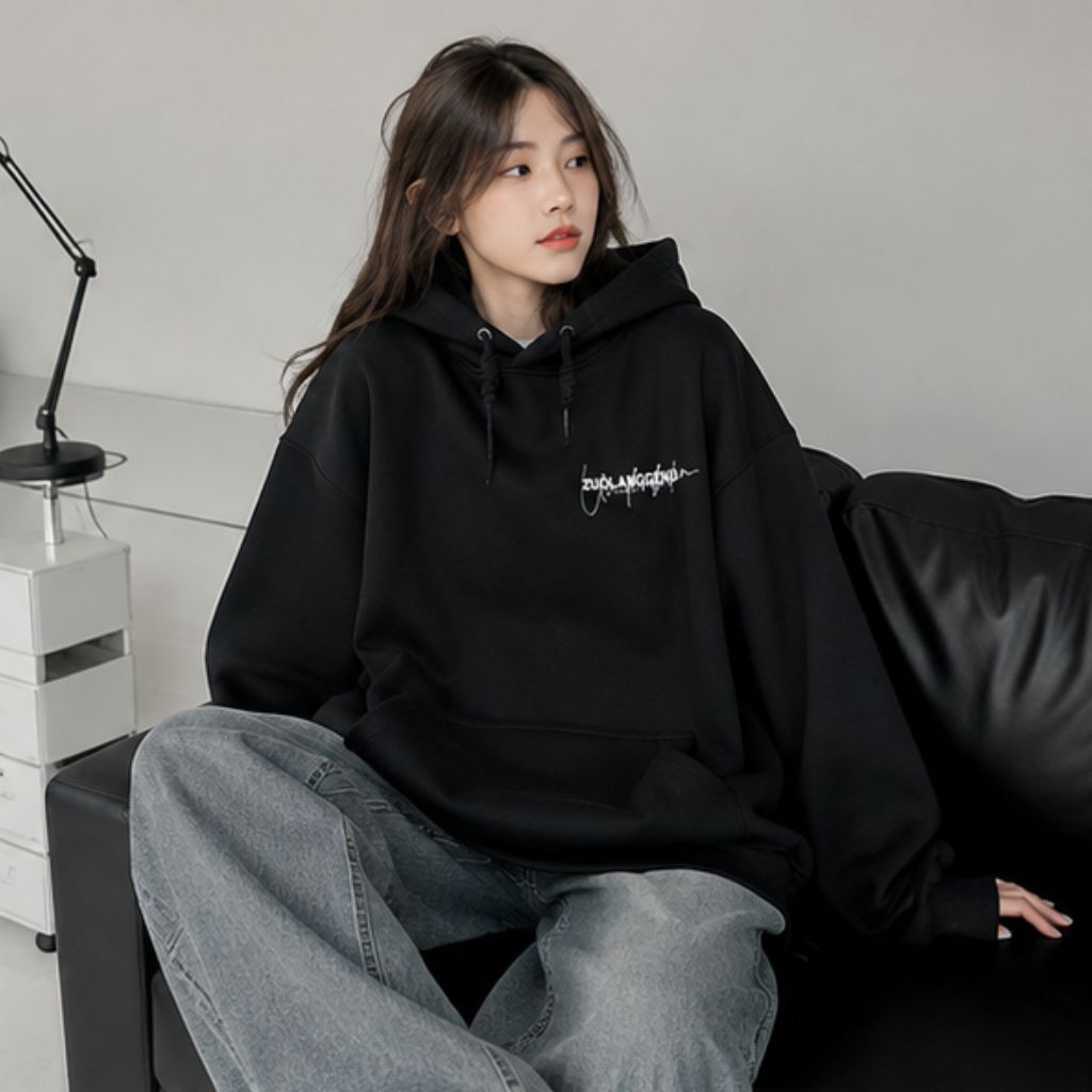Áo hoodie nỉ nam nữ unisex form rộng phong cách Hàn Quốc