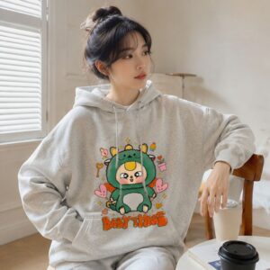Áo hoodie unisex form rộng phong cách Hàn Quốc ấm áp