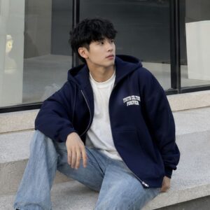 Áo hoodie zip unisex form boxy in Youth nam nữ Hàn Quốc
