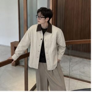 Áo khoác canvas cổ nhung unisex form rộng Bycamcam