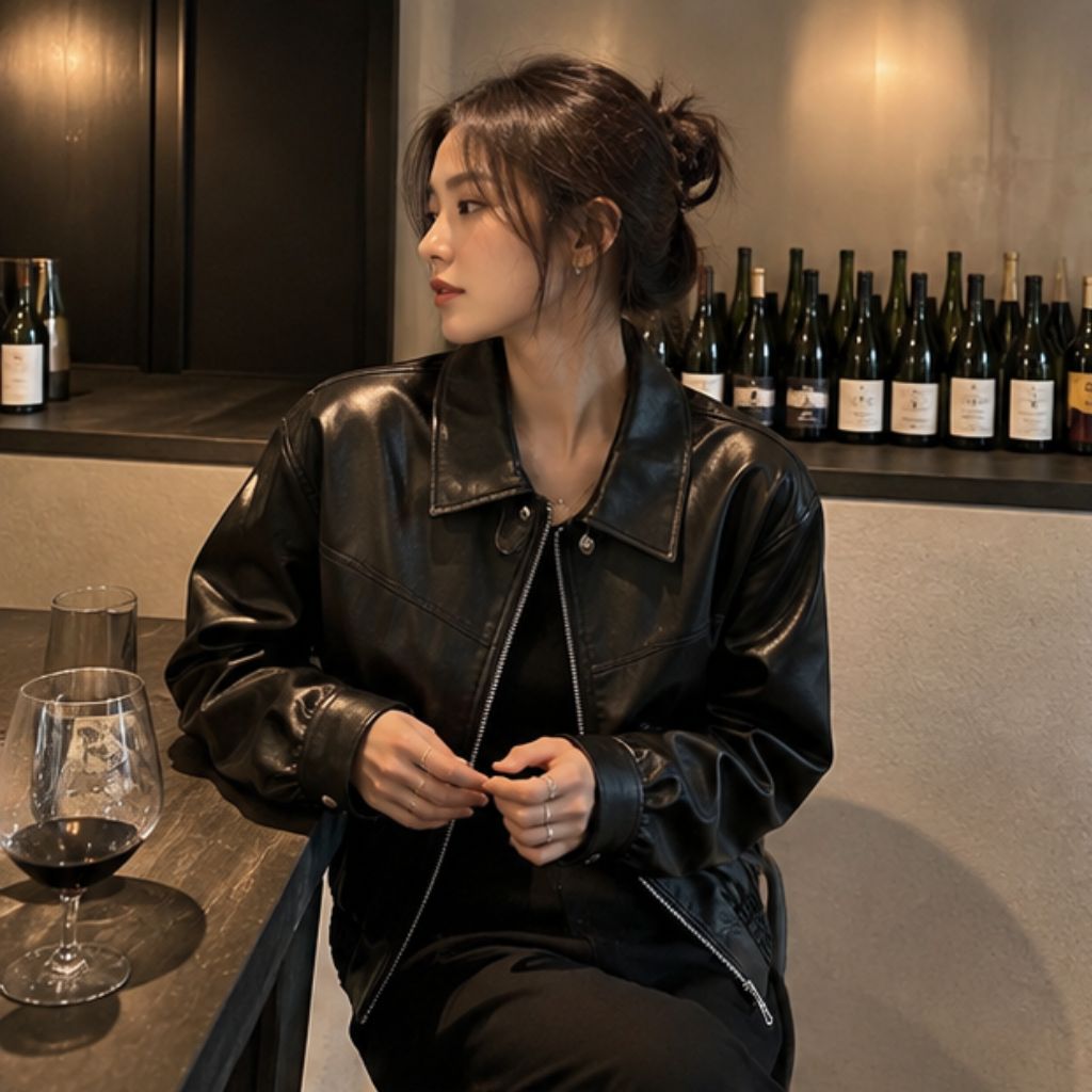 Áo khoác da croptop nữ AGUSS PU cao cấp phong cách Hàn Quốc - Ảnh 3