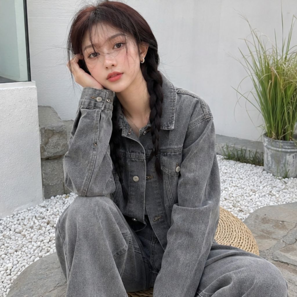 Áo khoác jean dáng lửng unisex NAGUU denim form rộng cá tính - Ảnh 4