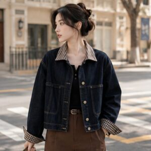 Áo khoác jean nữ dáng lỡ oversize denim basic Hàn Quốc