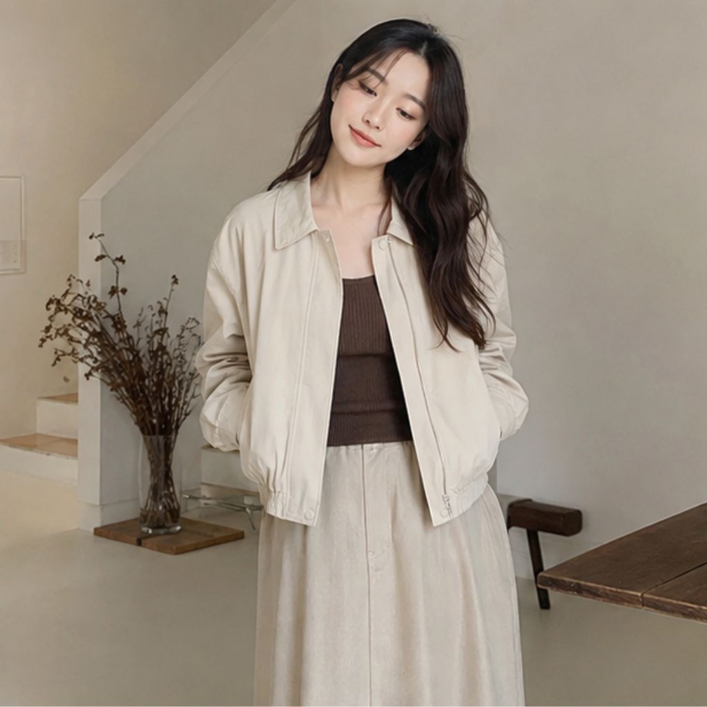 Áo khoác kaki chun gấu 2 lớp dày đẹp nữ form trẻ trung dễ phối đồ - Ảnh 4