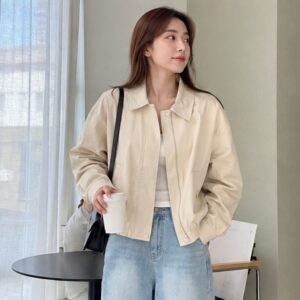 Áo khoác kaki chun gấu 2 lớp dày đẹp nữ form trẻ trung dễ phối đồ