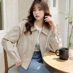 Áo khoác kaki hai lớp nữ có lót trong Miho House dày dặn