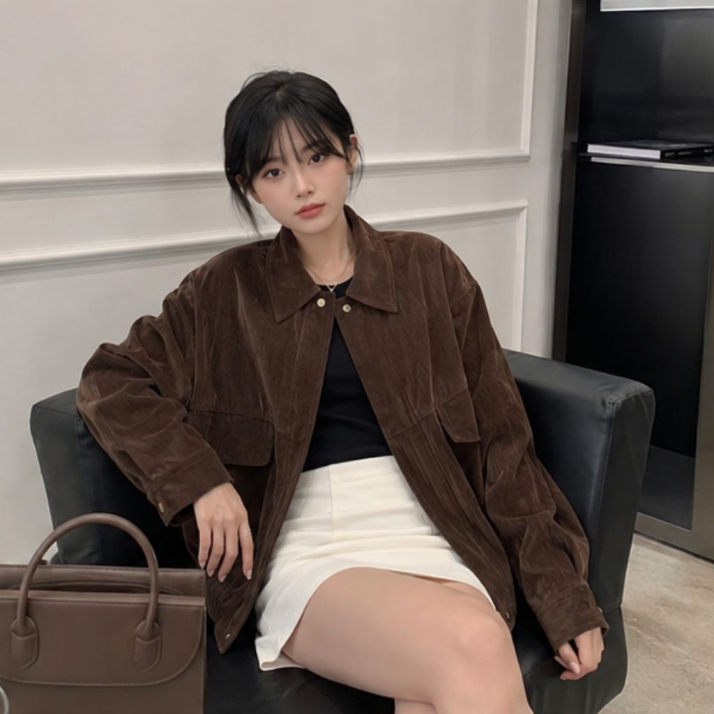 Áo khoác nhung Budanh dáng rộng BYCAMCAM vintage Hàn Quốc - Ảnh 3
